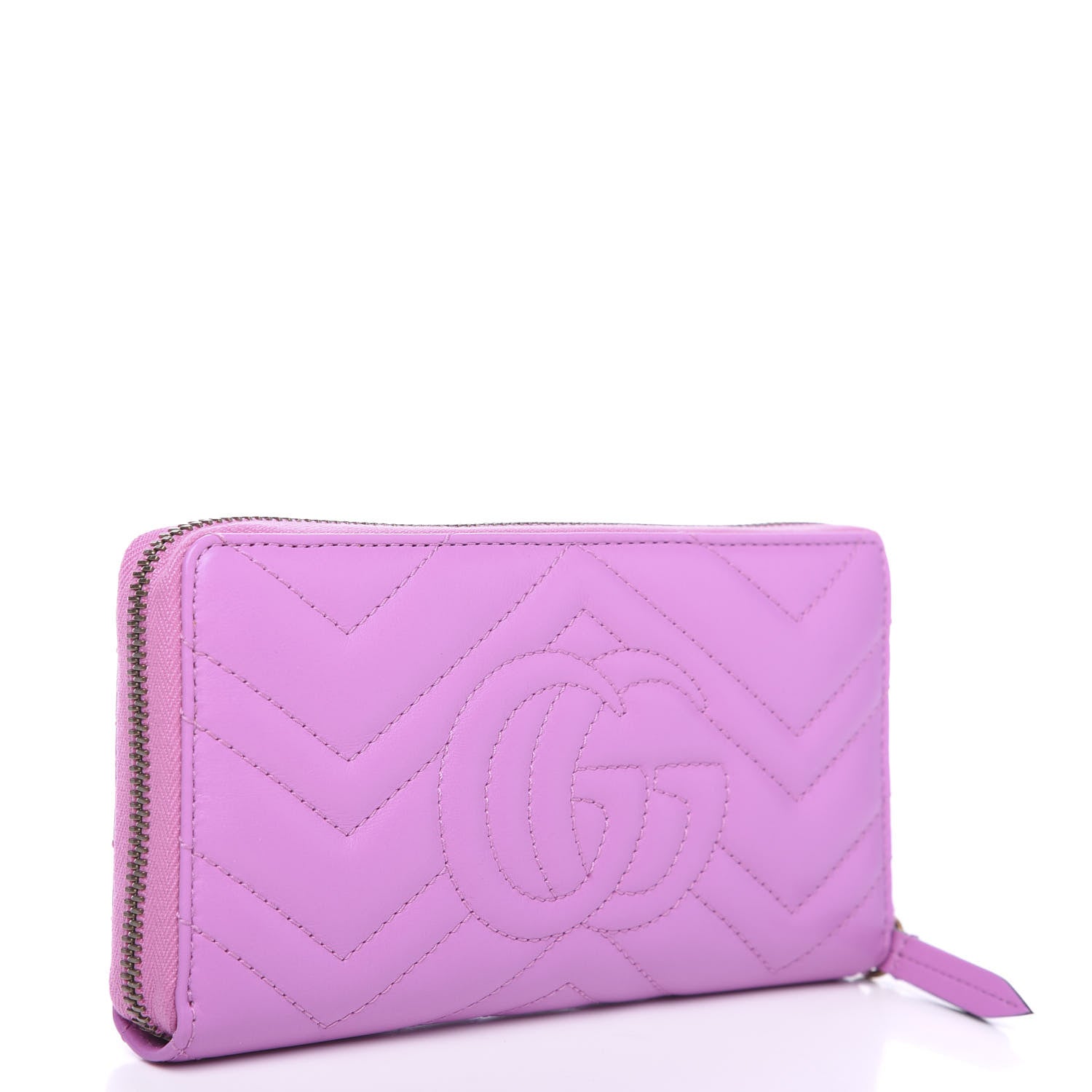 Gucci Calfskin Matelasse GG Marmont Zip Around Wallet Candy Mousse 2 of 7