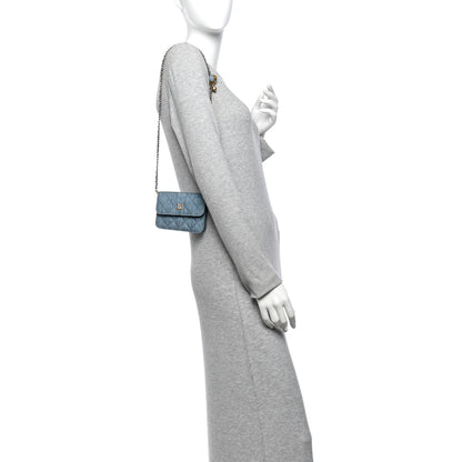 Chanel Denim Quilted CC Pearl Crush Clutch With Chain Blue 2 of 8