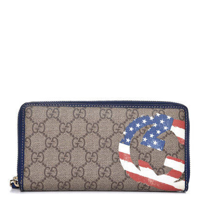 Gucci GG Plus Monogram USA Flag Zip Around Wallet Blue 1 of 7