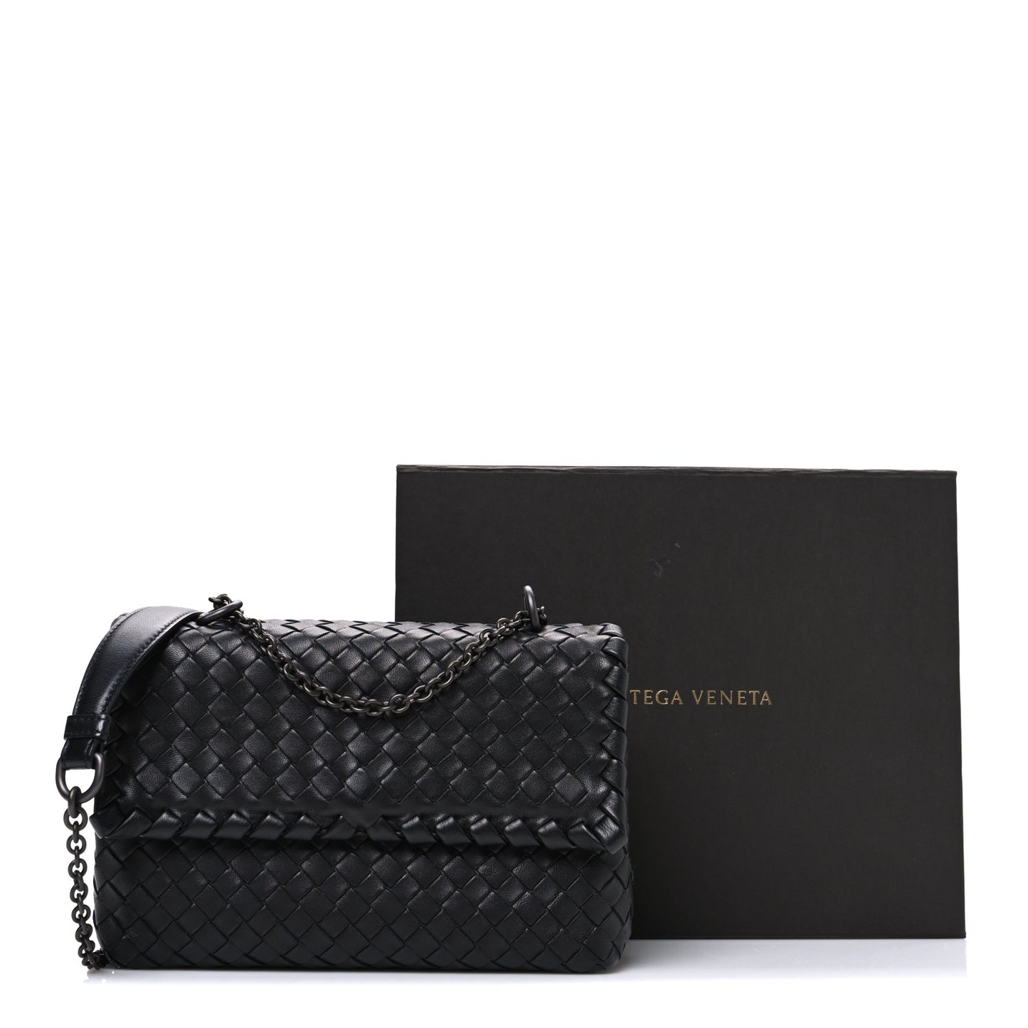 Nappa Intrecciato Baby Olimpia Shoulder Bag Black