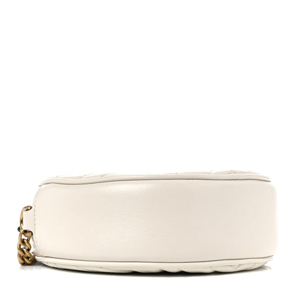 Gucci Calfskin Matelasse Mini GG Marmont Round Shoulder Bag White 5 of 10