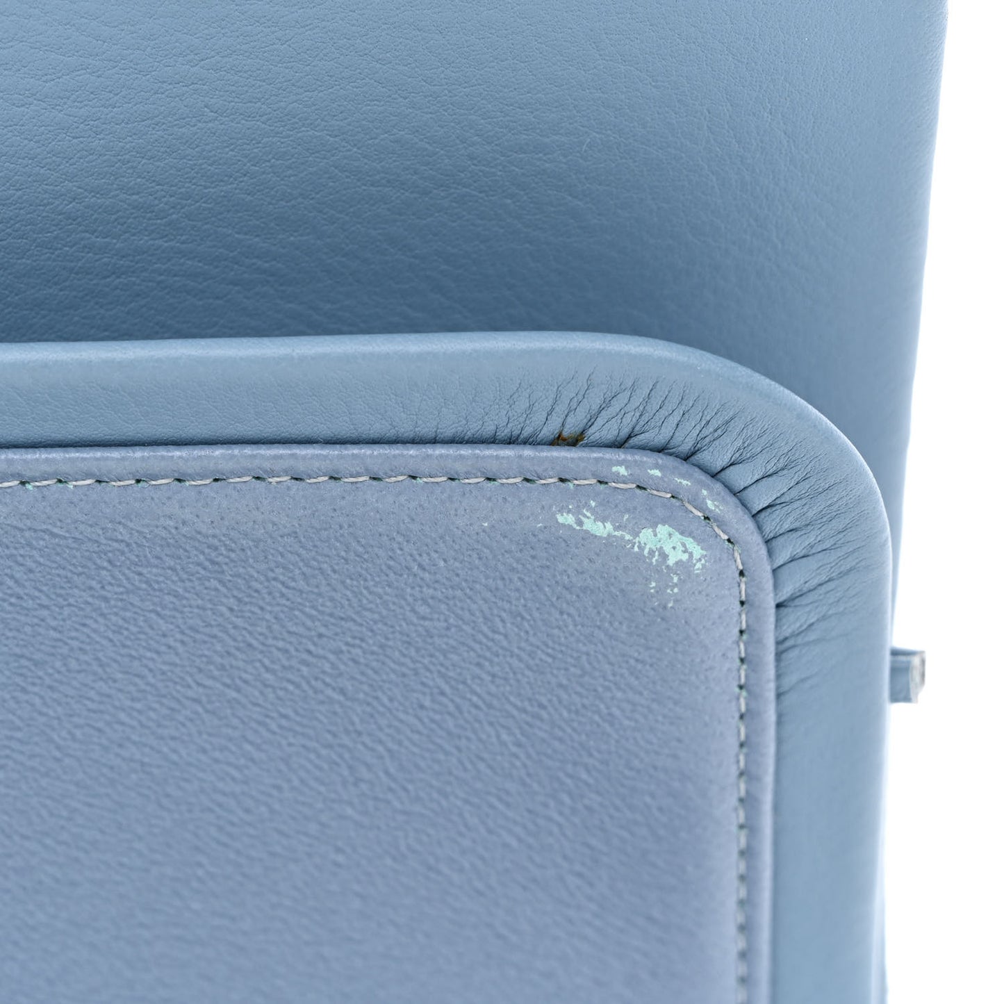 Patent Calfskin Quilted Medium Double Flap Turquoise