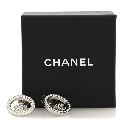 Chanel Crystal CC Round Earrings Silver 5 of 5