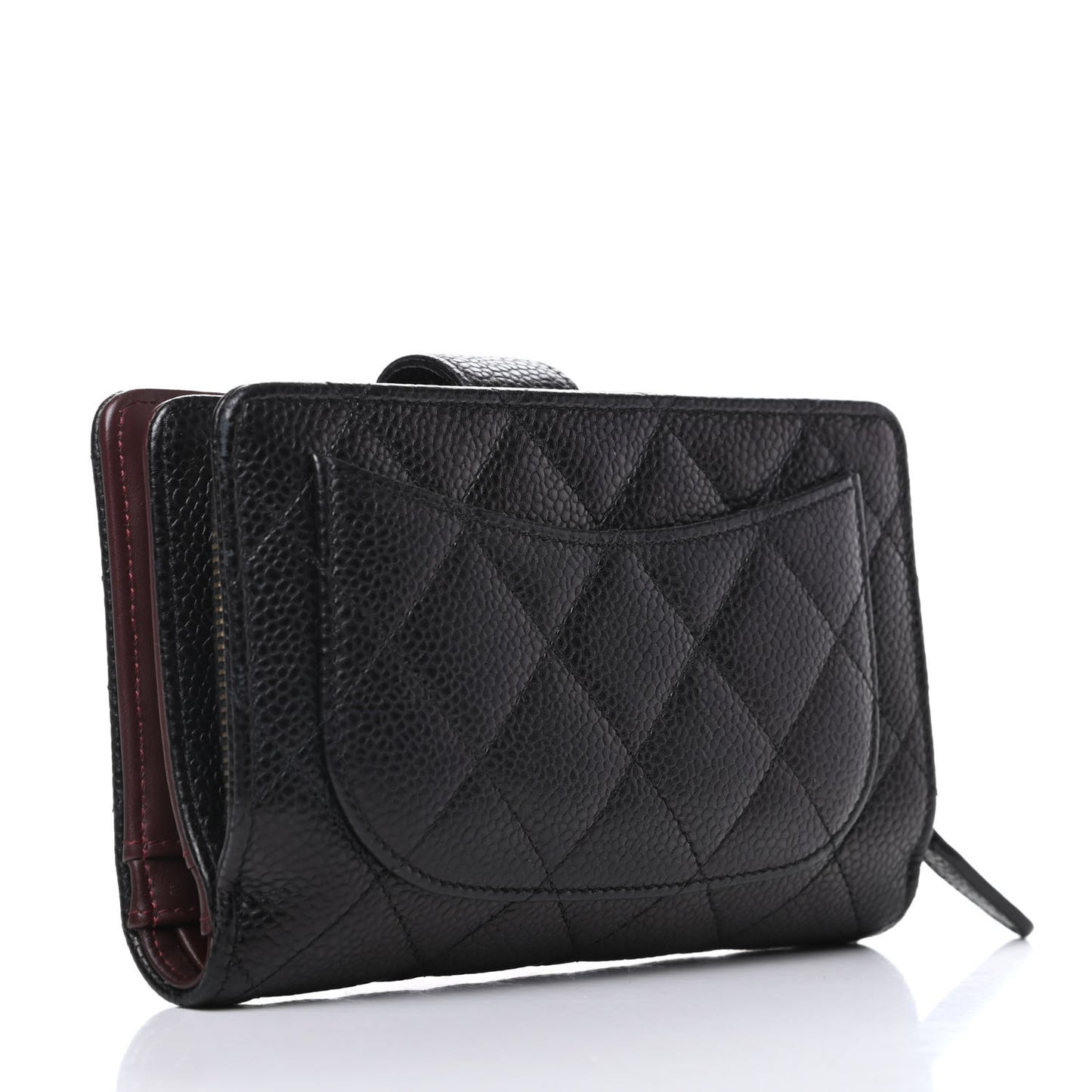 Caviar Quilted Zipped Pocket Wallet Black