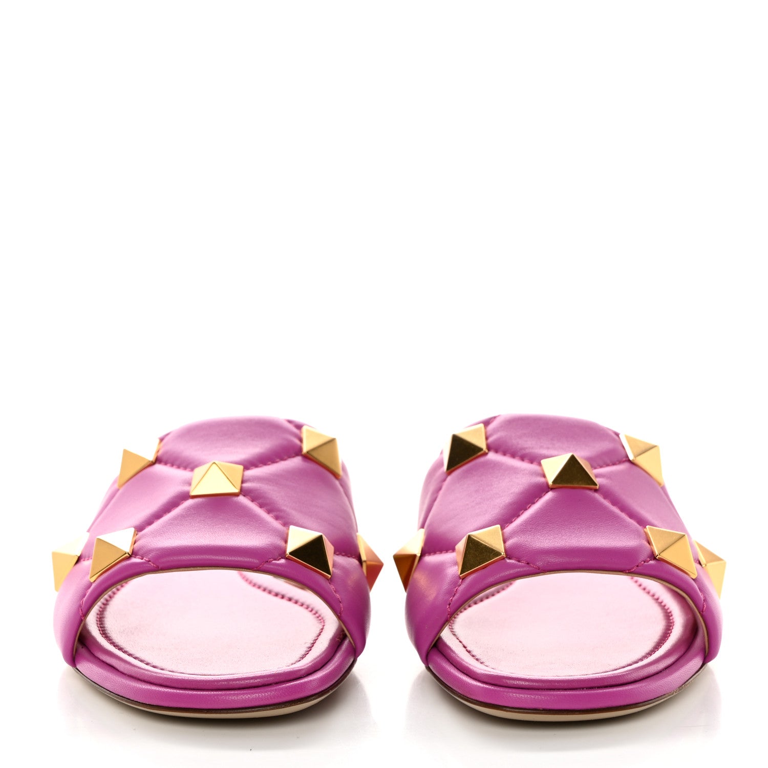 Valentino Garavani Nappa Roman Stud Flat Slide Sandals 38.5 Radiant Orchid 2 of 9