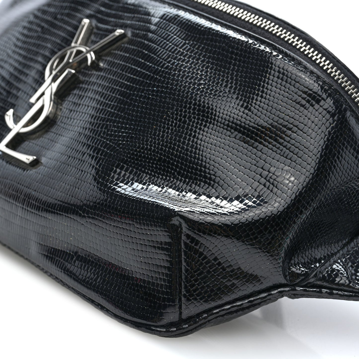 Lizard Embossed Calfskin Belt Bag Black