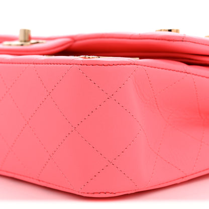 Chanel Lambskin Quilted Medium Hollywood Charms Double Flap Coral Pink 10 of 11