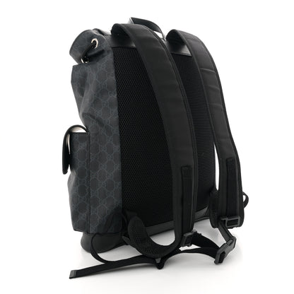 Gucci Soft GG Supreme Monogram Calfskin Web Double Buckle Backpack Black 3 of 13