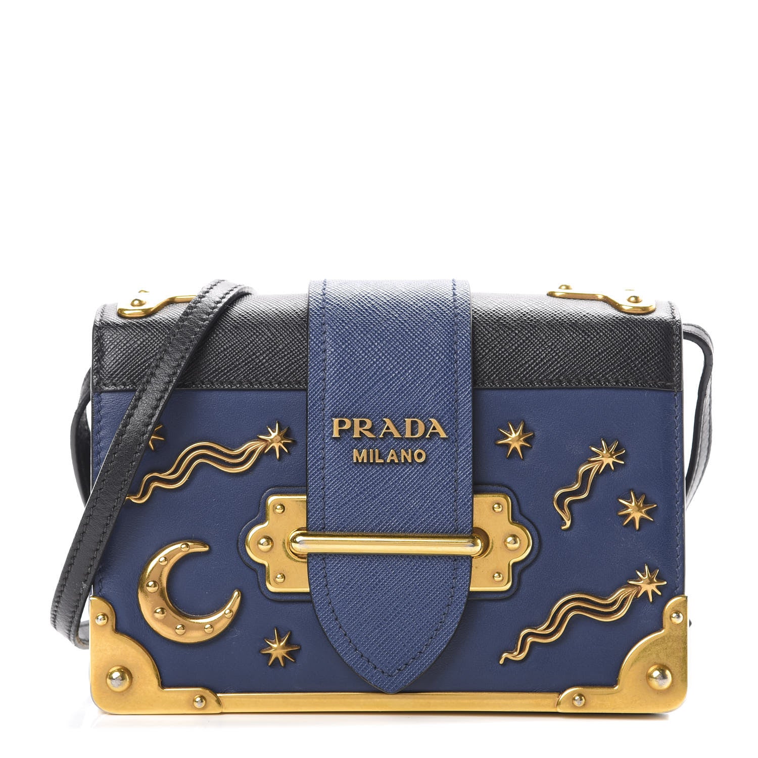 Prada City Calf Saffiano Astrology Cahier Bag Bluette Black 1 of 12