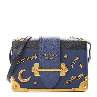 Prada City Calf Saffiano Astrology Cahier Bag Bluette Black 1 of 12