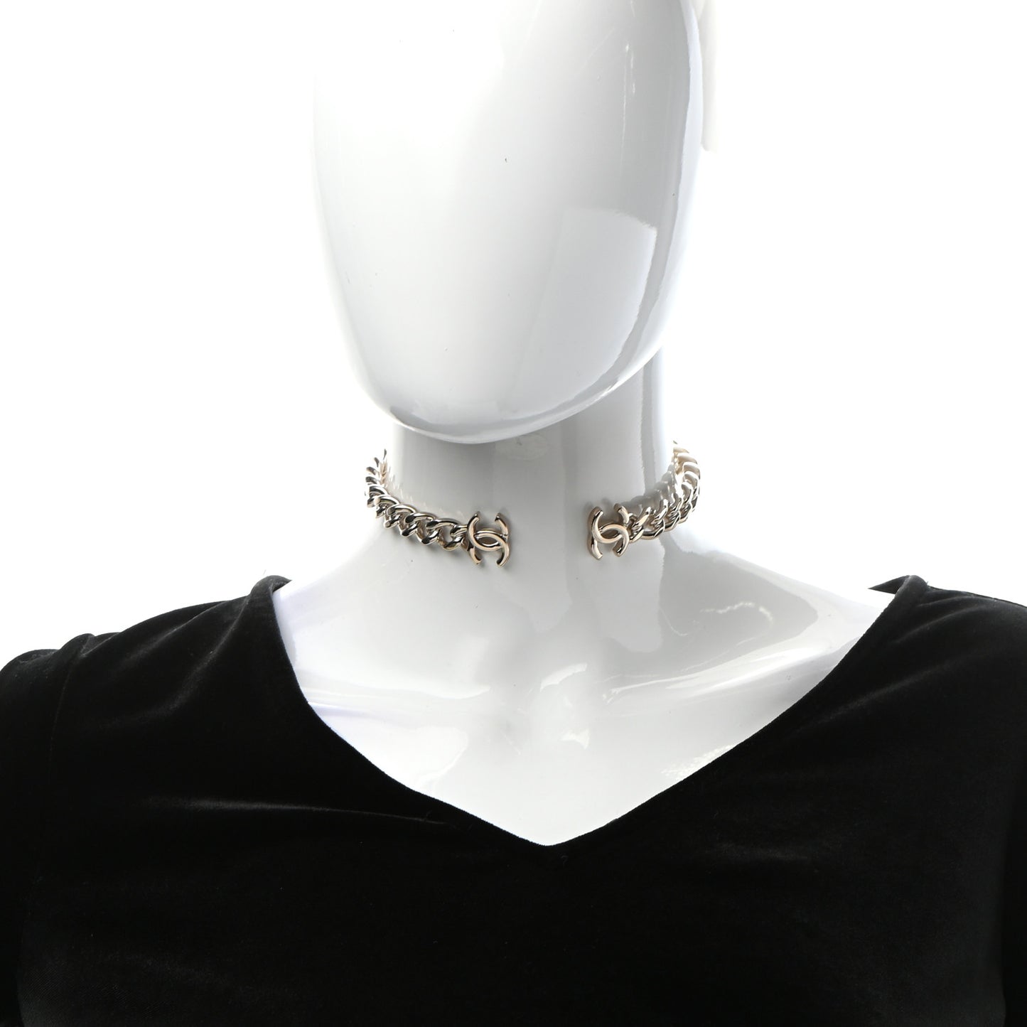 Metal CC Chain Link Choker Necklace M Gold