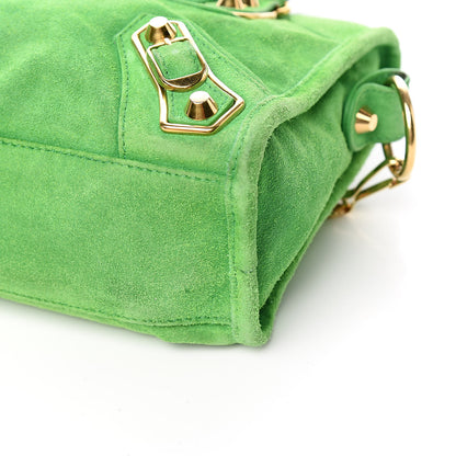 Balenciaga Baby Daim Suede Gold Metallic Edge Hardware Mini City Vert Fluo 9 of 10
