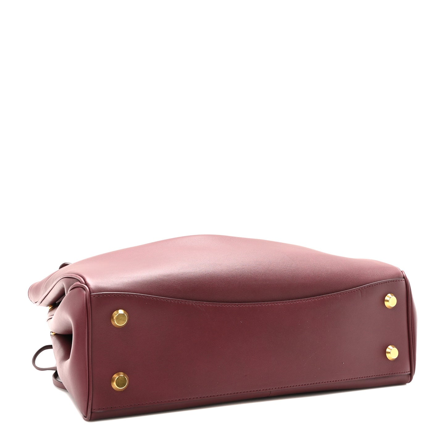 Natural Smooth Calfskin Medium Rodeo Top Handle Handbag Dark Burgundy