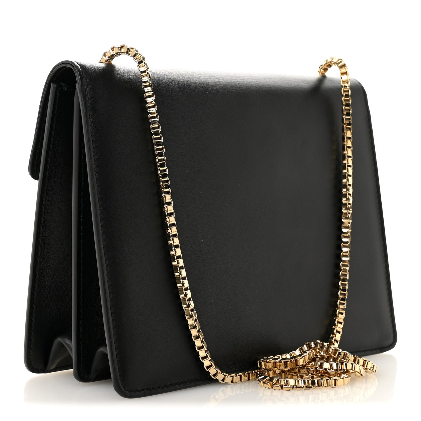 Calfskin Thalia Flap Shoulder Bag Black