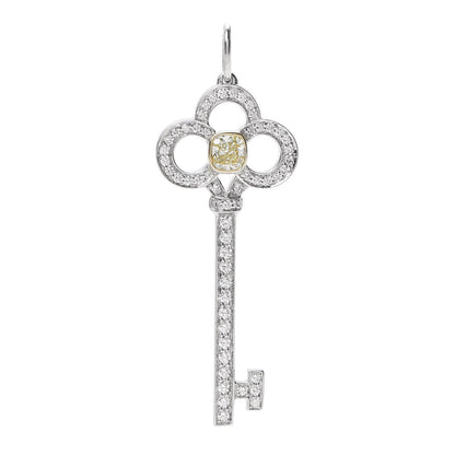 Tiffany Platinum 18K Yellow Gold Yellow Diamond Crown Key Pendant 1 of 5