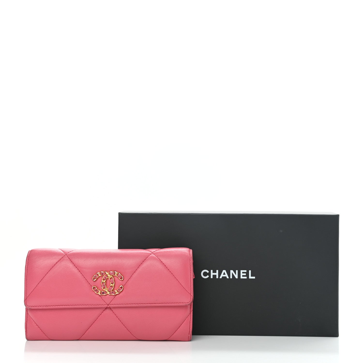 Chanel Lambskin Quilted Chanel 19 Flap Wallet Pink 9 of 9
