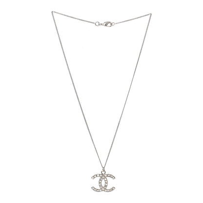 Chanel Baguette Crystal CC Necklace Silver 3 of 6