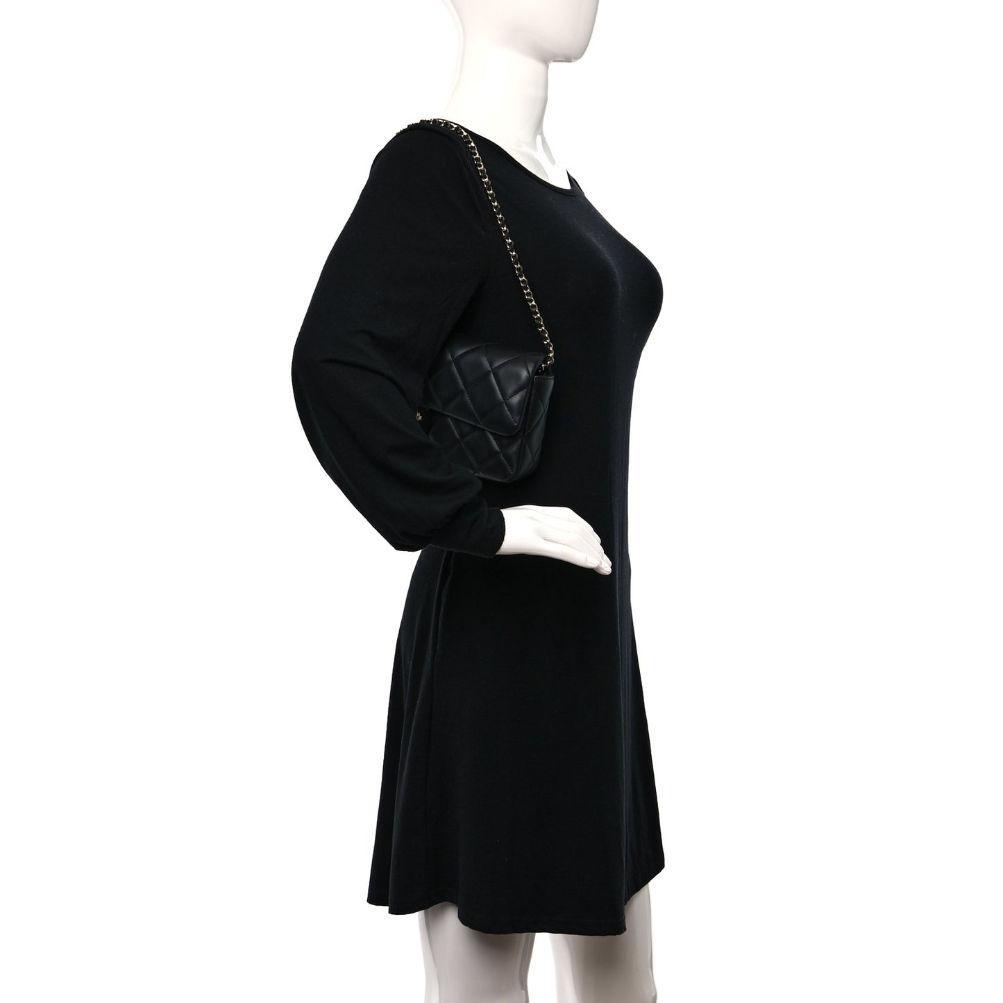Lambskin Quilted Pearl CC Flap Clutch Black