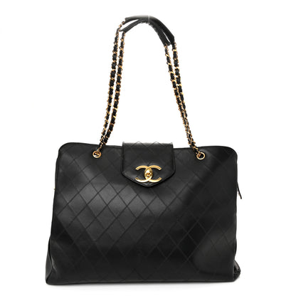 Chanel Calfskin Stitched XL Weekender Black 1 of 12