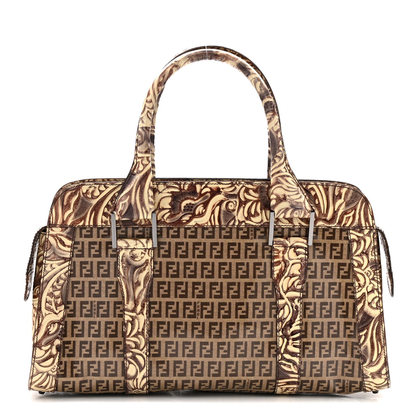 Vinyl Zucchino Top Handle Satchel Tobacco Beige