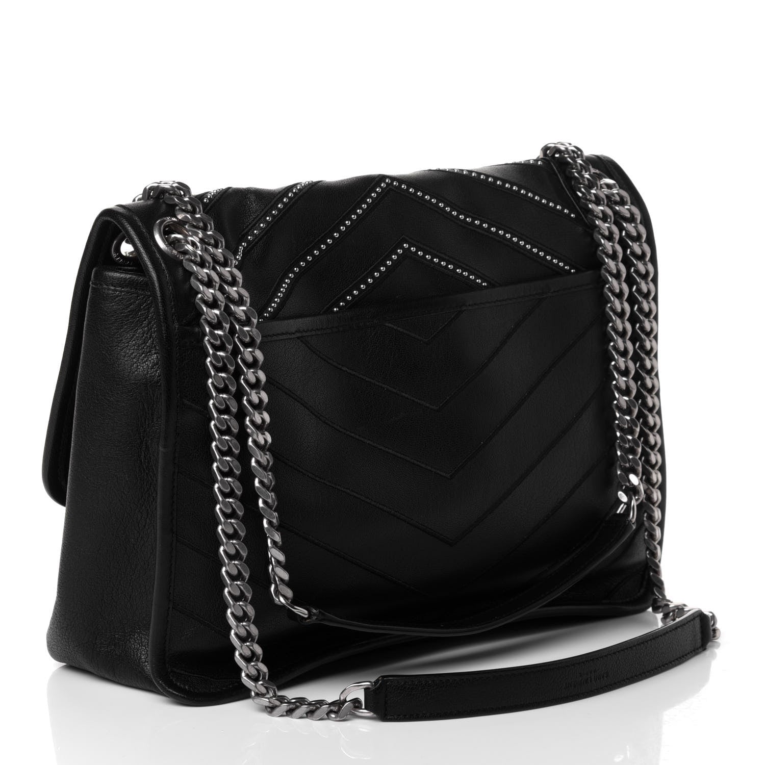 Saint Laurent Calfskin Matelasse Monogram Microstud Medium Niki Chain Satchel Black 2 of 4