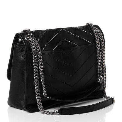 Saint Laurent Calfskin Matelasse Monogram Microstud Medium Niki Chain Satchel Black 2 of 4