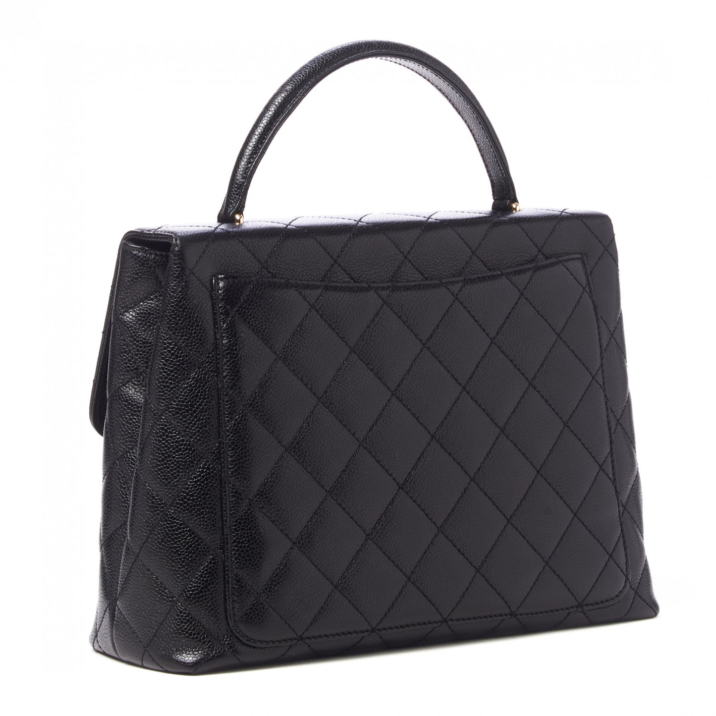 Caviar Quilted Jumbo Kelly Flap Black