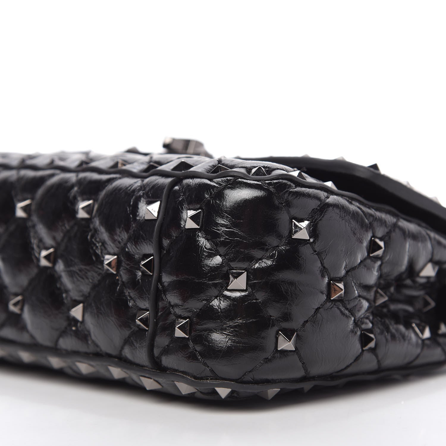 Valentino Garavani Craquele Nappa Small Rockstud Spike Shoulder Bag Black 7 of 9