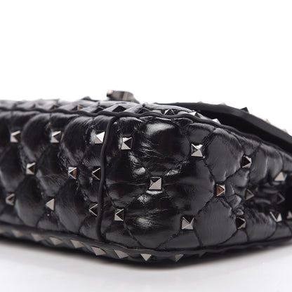 Valentino Garavani Craquele Nappa Small Rockstud Spike Shoulder Bag Black 7 of 9