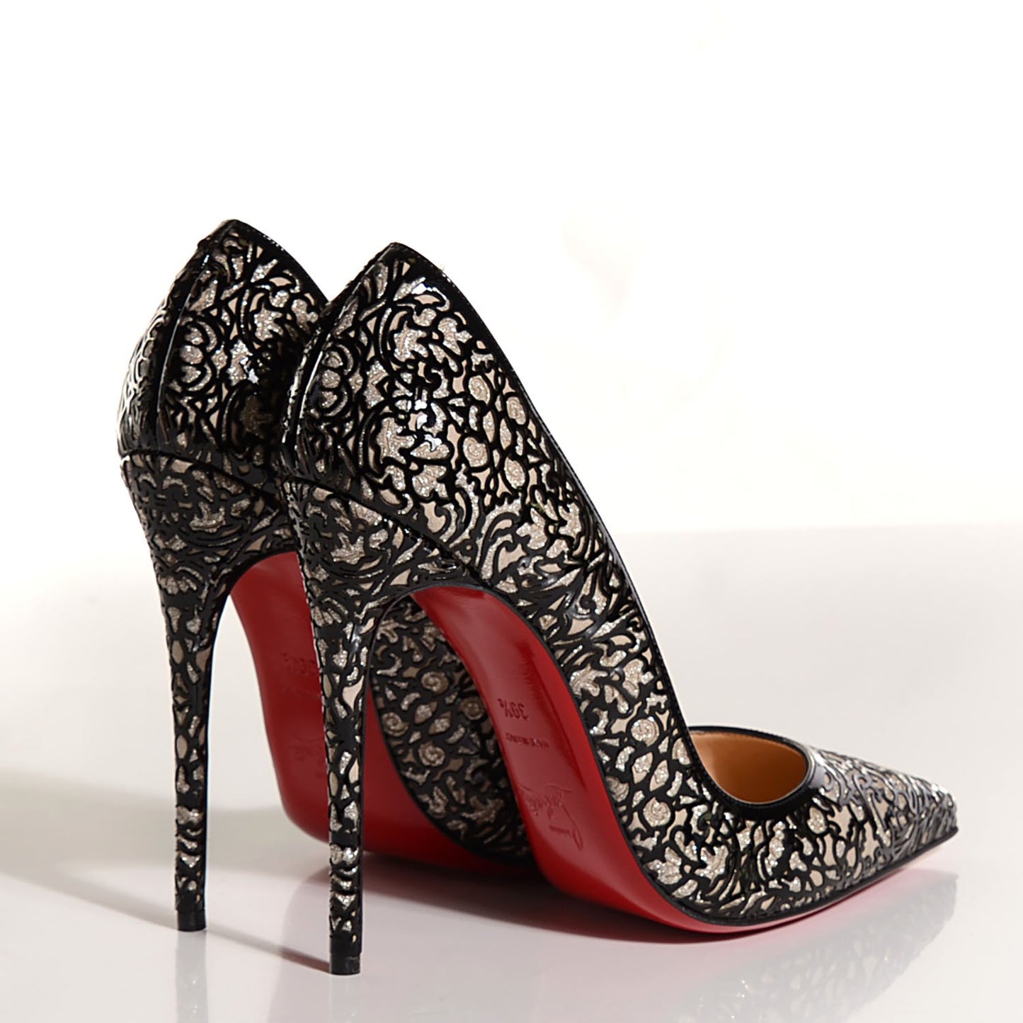 Patent Suede Glitter So Pretty 120 Pumps 39.5 Black Silver