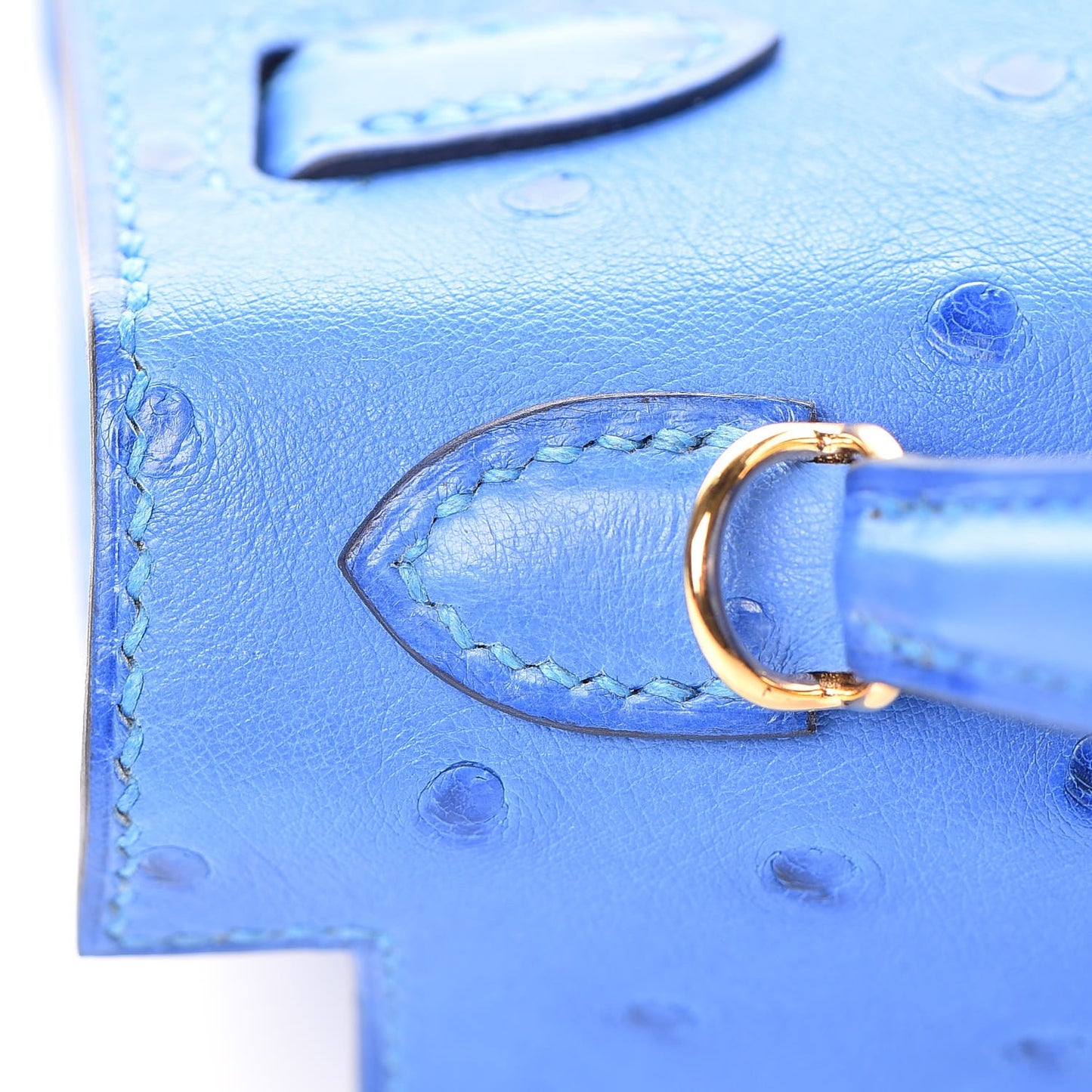 Ostrich Mini Kelly Sellier 20 Blueet