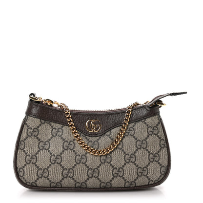 Gucci GG Supreme Monogram Textured Dollar Calfskin Mini Ophidia Chain Bag Beige Ebony 1 of 10