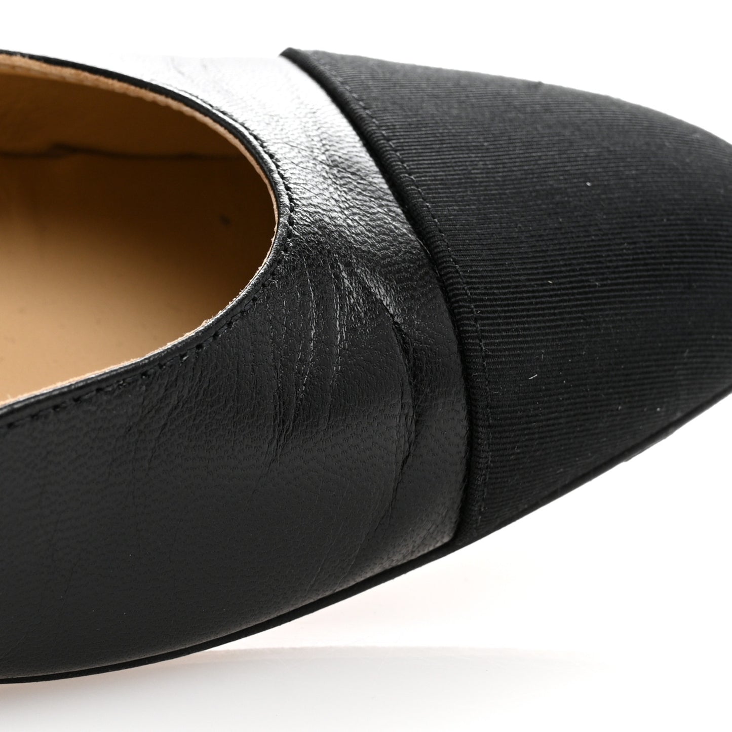 Goatskin Grosgrain Cap Toe CC Slingback Flats 39.5 Black