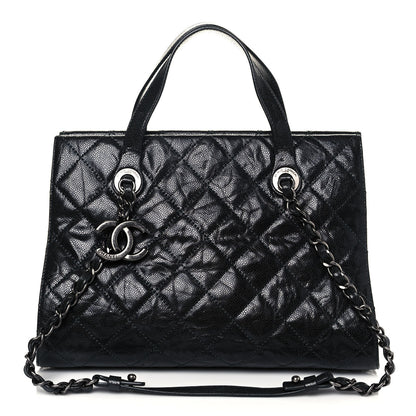 Chanel Crumpled Grained Calfskin Quilted CC Crave Tote Black 1 of 15