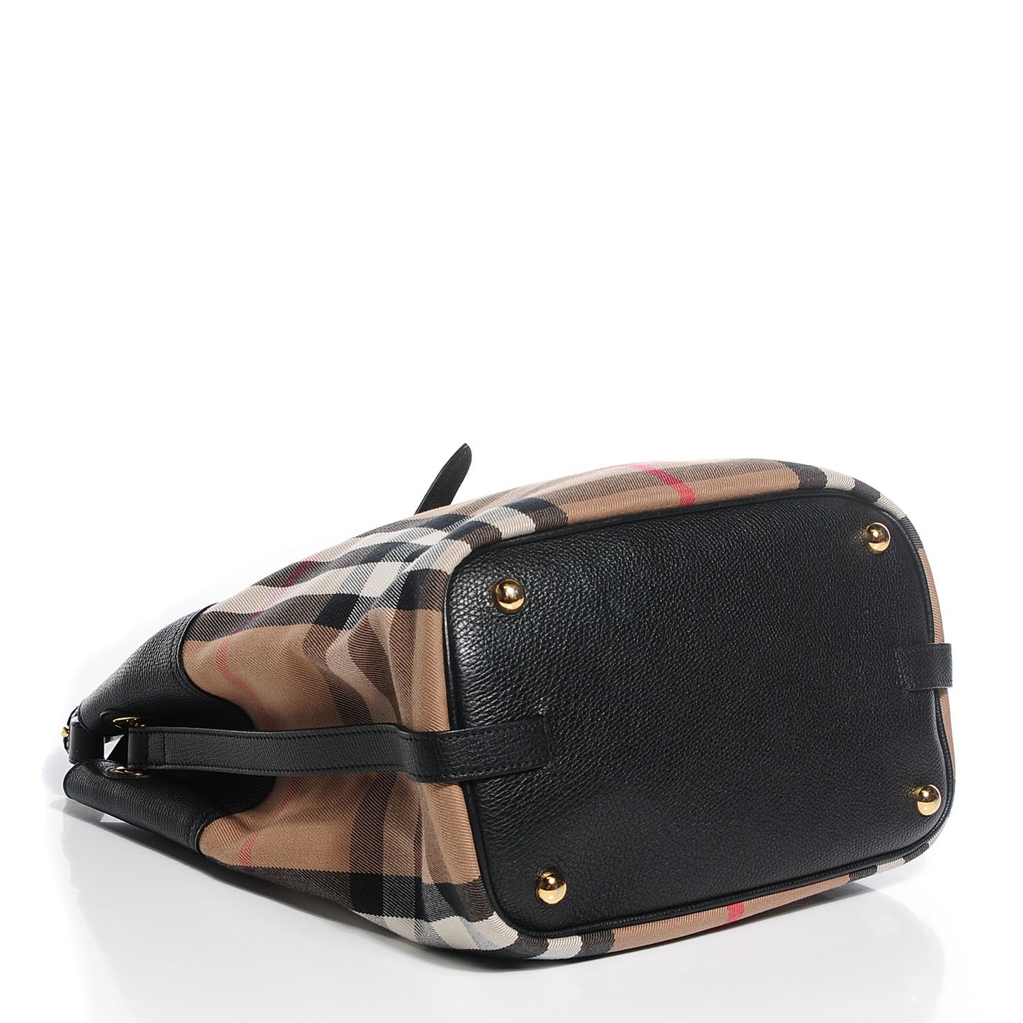 Grainy Calfskin House Check Medium Sycamore Hobo Black