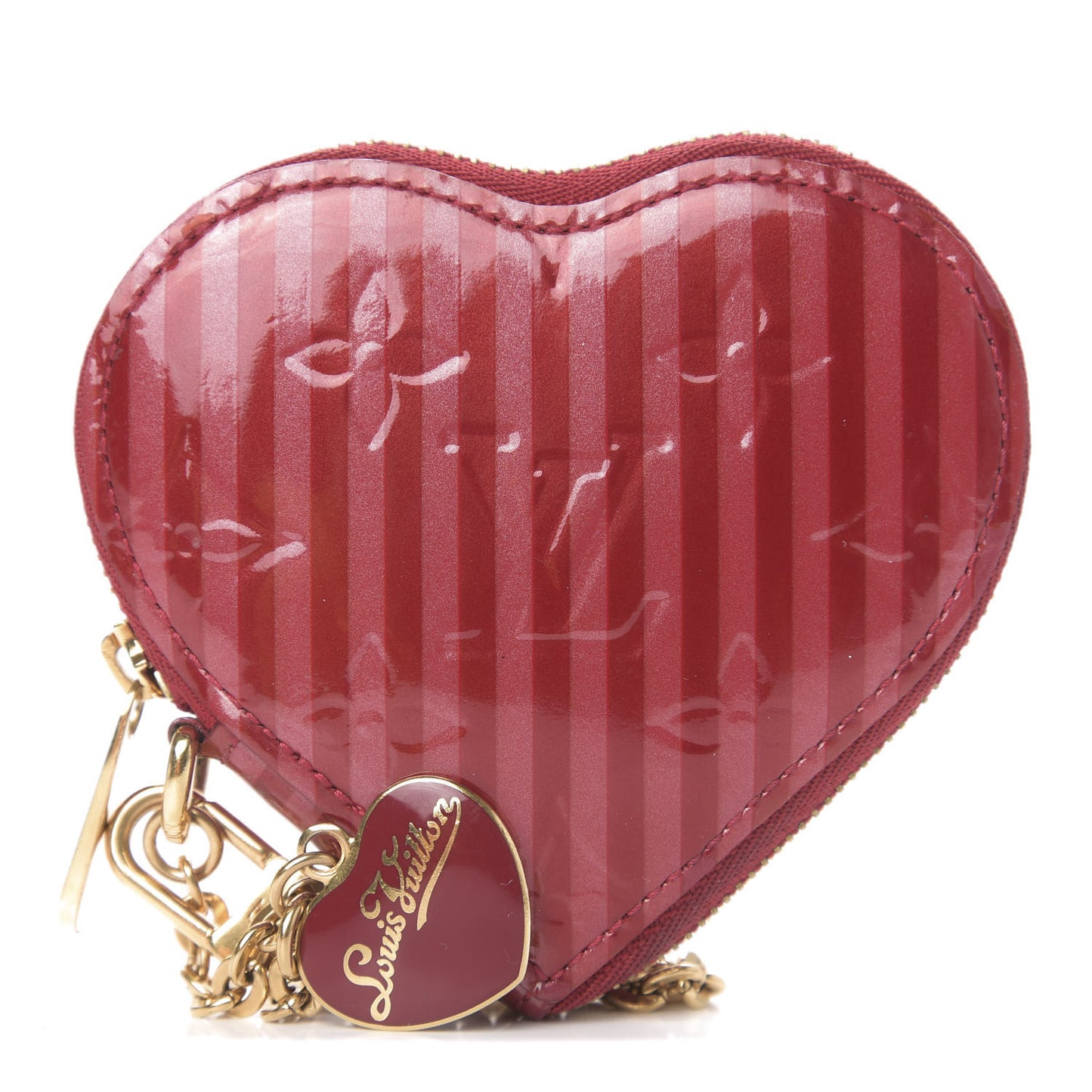 Vernis Rayures Coeur Heart Coin Purse Pomme D'Amour