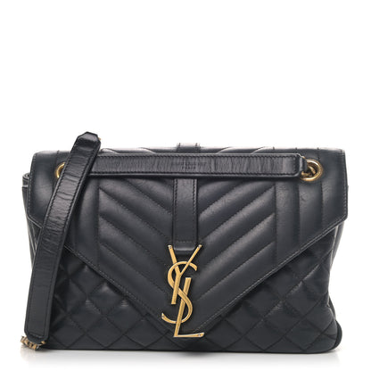 Saint Laurent Sheepskin Tri-Quilt Monogram Medium College Bag Black 1 of 5