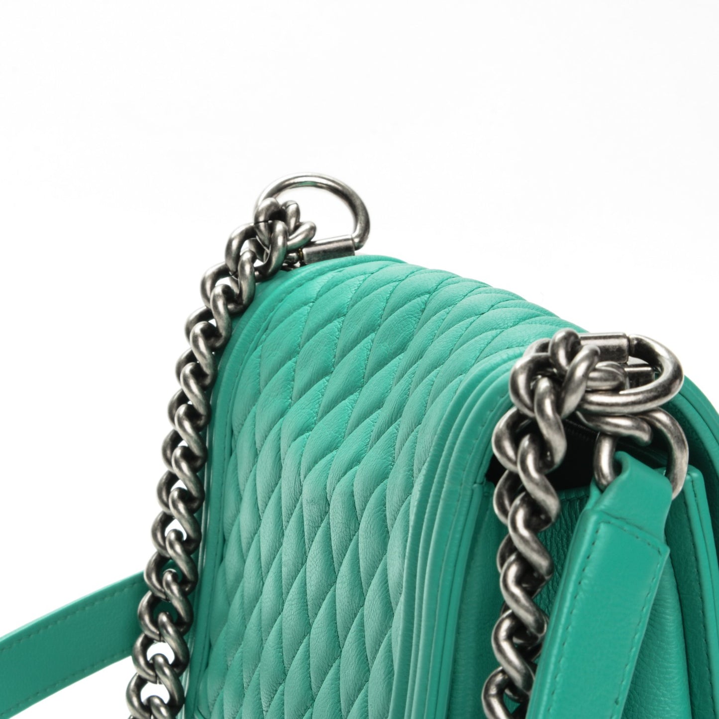 Calfskin Quilted Medium Boy Flap Green