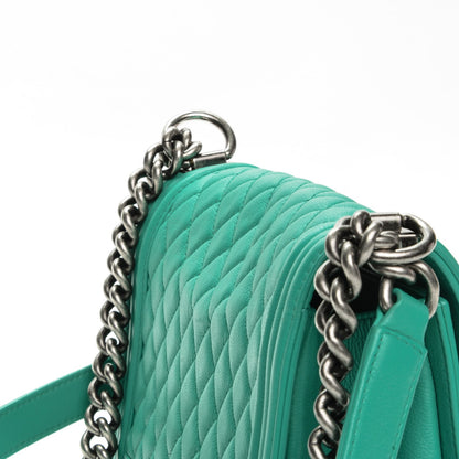 Chanel Calfskin Quilted Medium Boy Flap Green 8 of 9