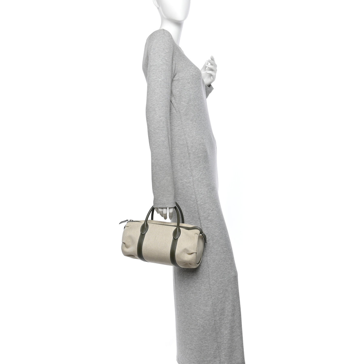 Hermes Toile Natural Barenia Polochon Mademoiselle Bag 2 of 10