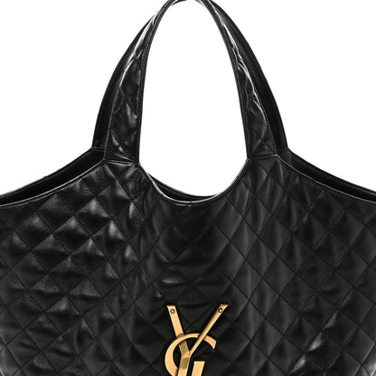 Saint Laurent Lambskin Quilted Maxi Icare Shopping Tote Black 9 of 11