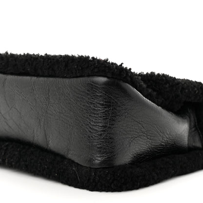 Saint Laurent Crinkled Calfskin Shearling Monogram Medium Niki Chain Satchel Black 10 of 11