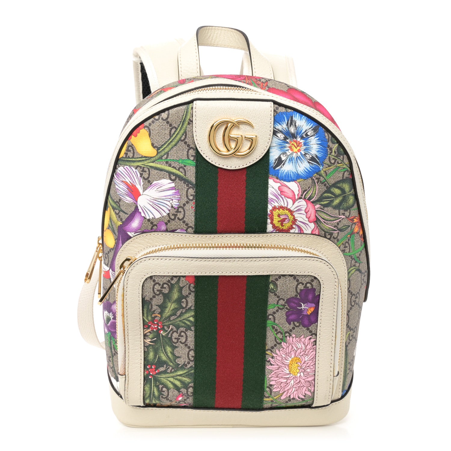 Gucci GG Supreme Monogram Flora Web Small Ophidia Day Backpack White 1 of 11