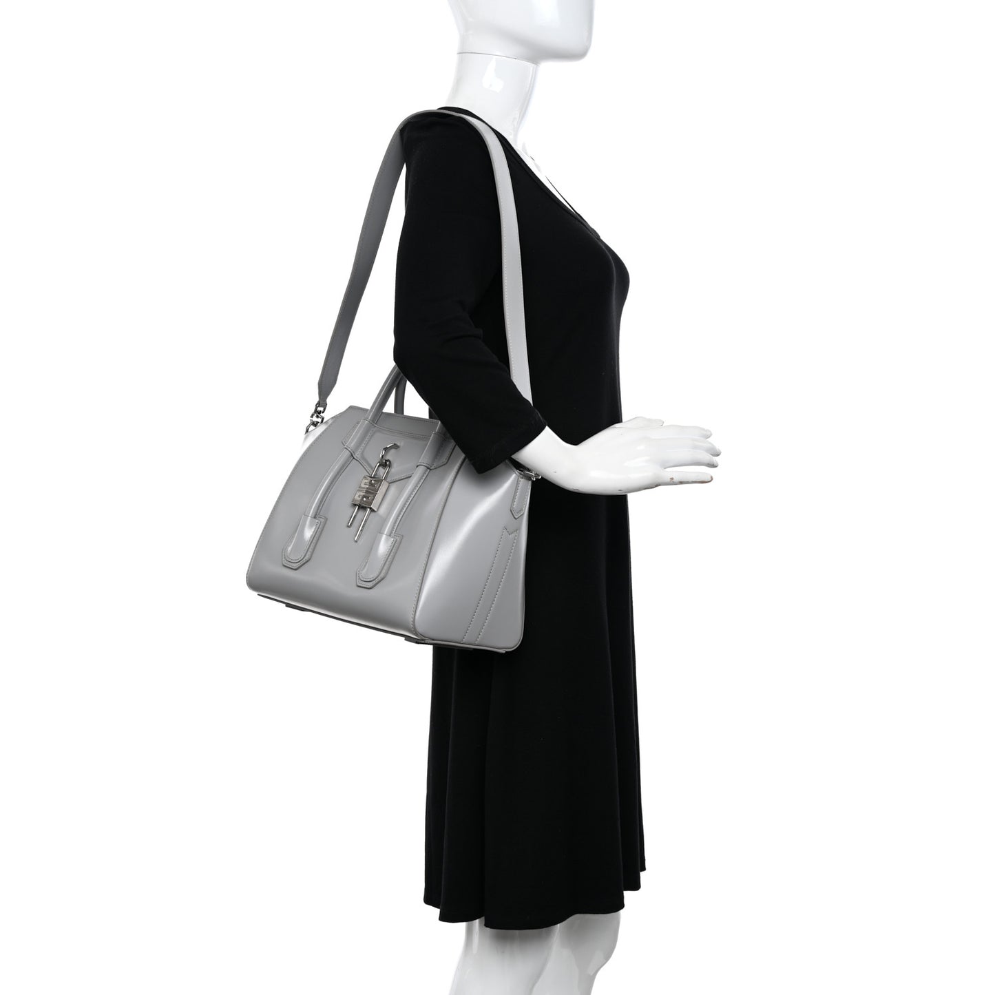 Box Calfskin Small Lock Antigona Shoulder Bag Cloud Grey