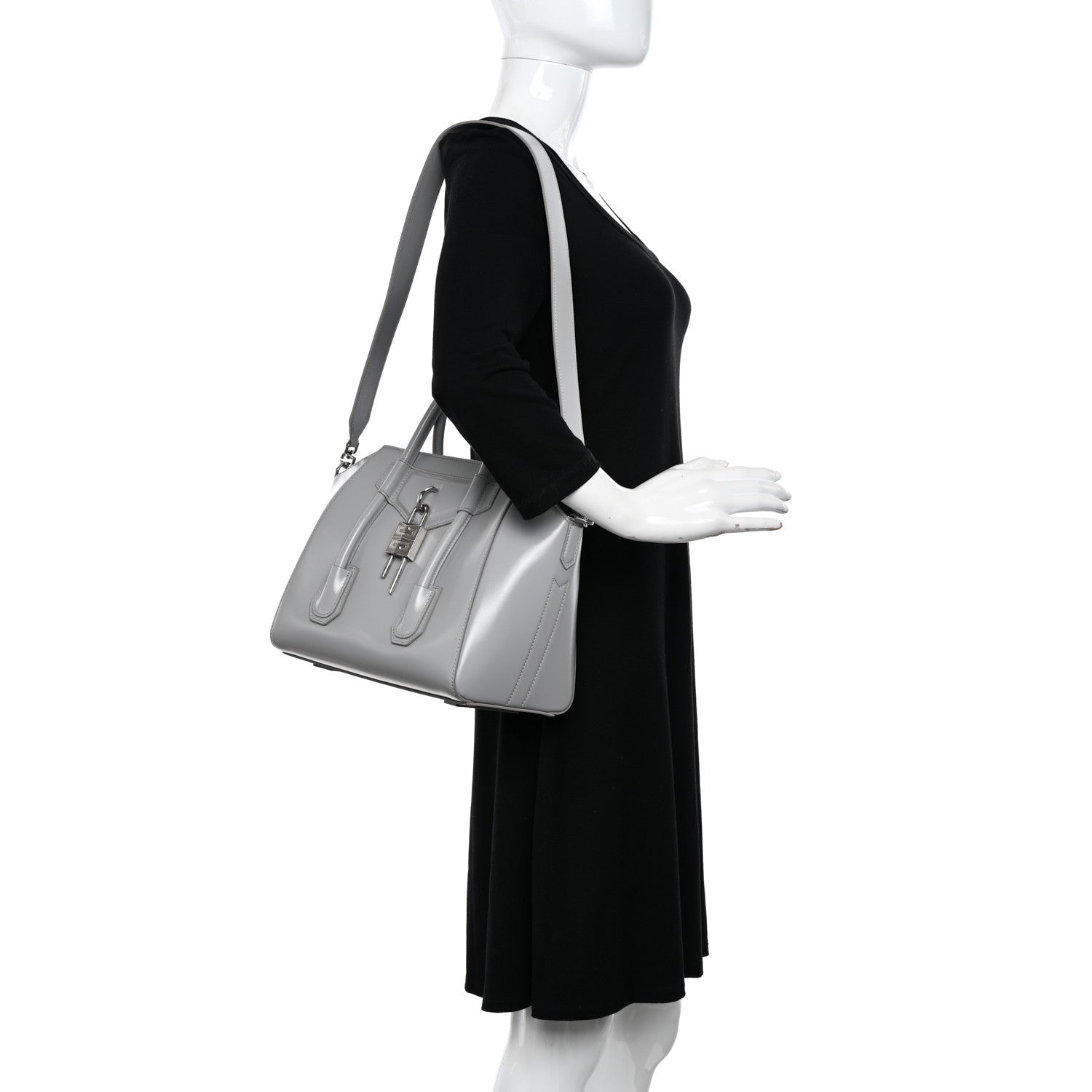 Givenchy Box Calfskin Small Lock Antigona Shoulder Bag Cloud Grey 2 of 9