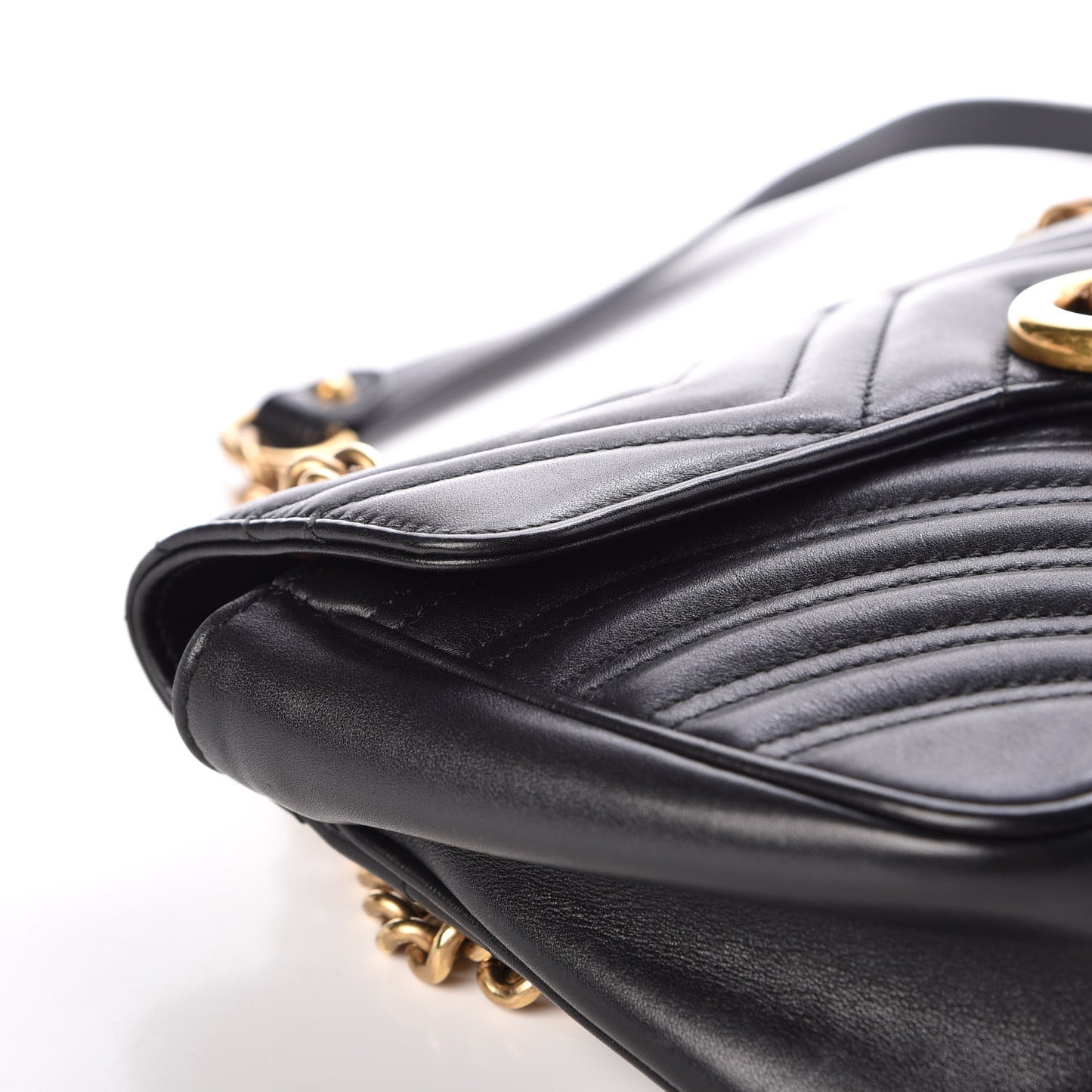 Calfskin Matelasse Small GG Marmont Shoulder Bag Black