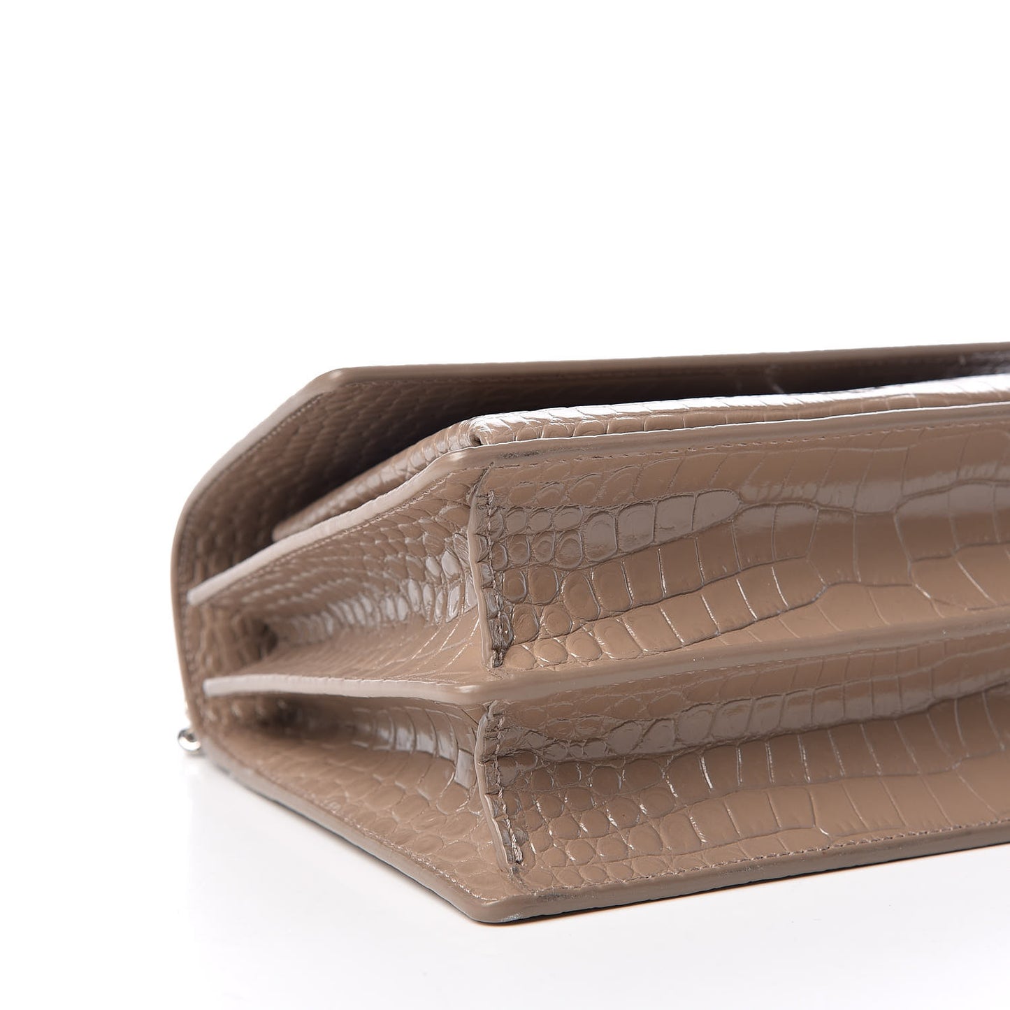 Calfskin Crocodile Embossed Medium Monogram Sunset Dark Beige