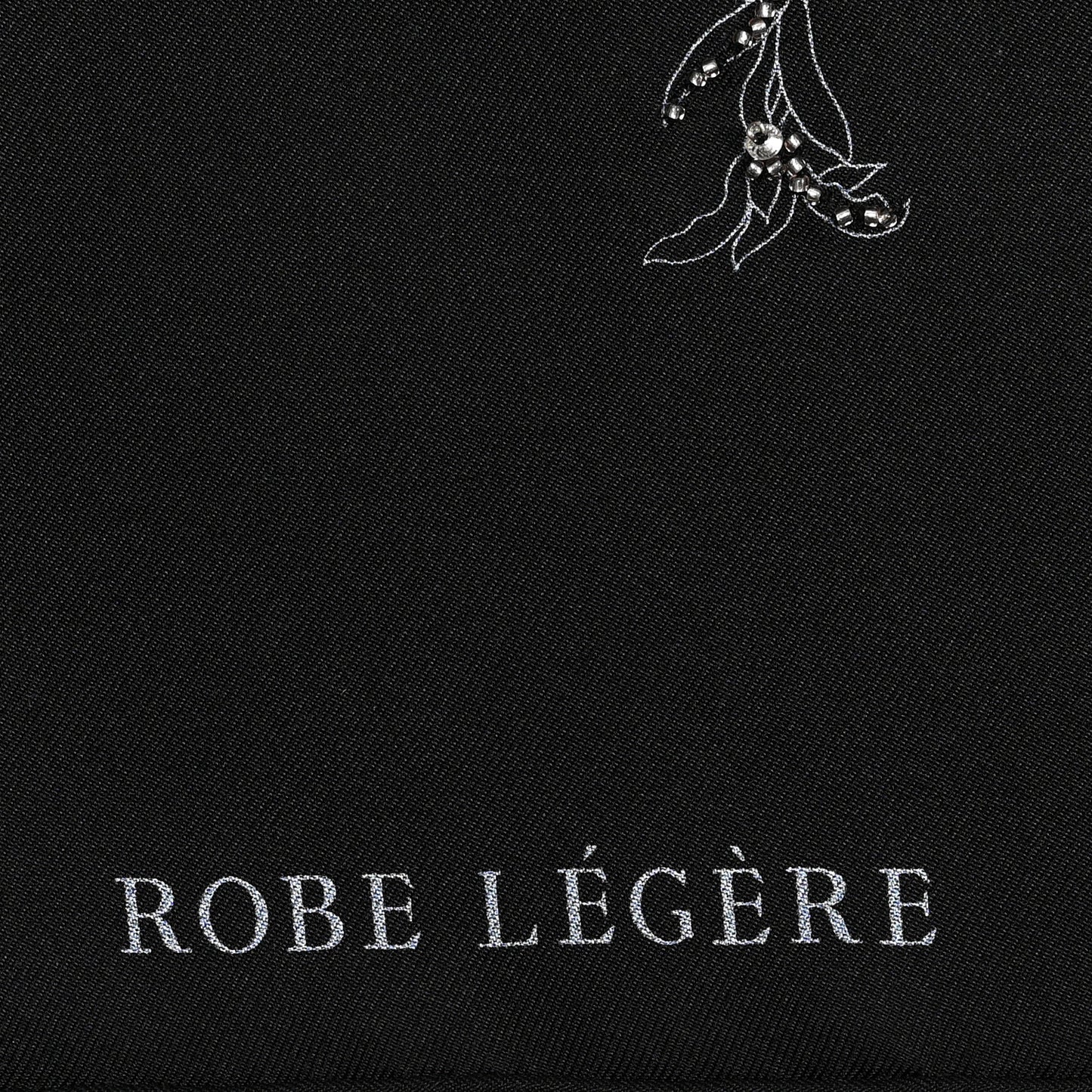 Silk Embroidered Robe Legere Scarf 90 Black Bleu