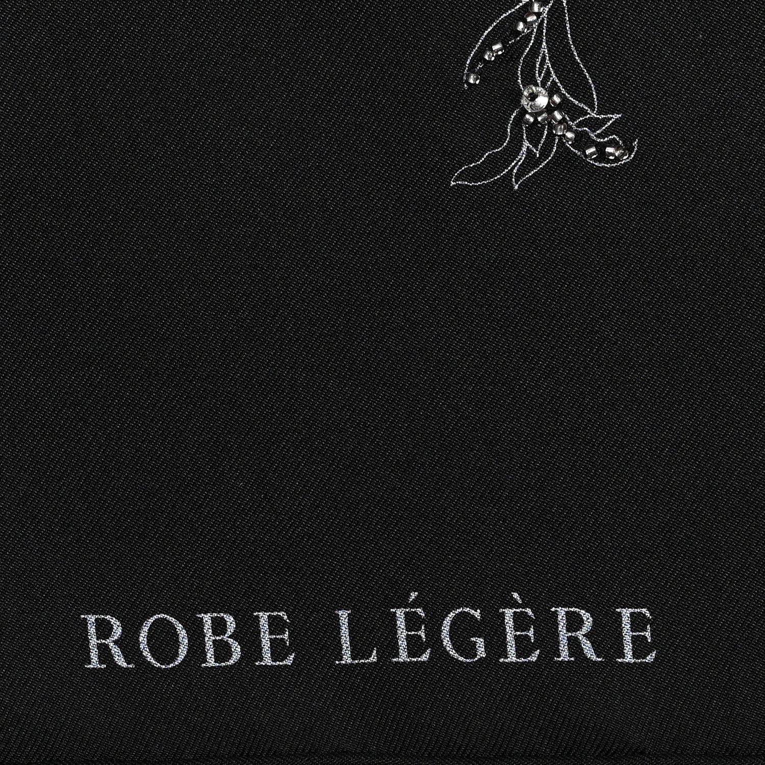 Hermes Silk Embroidered Robe Legere Scarf 90 Black Bleu 4 of 5