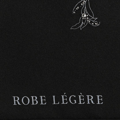Hermes Silk Embroidered Robe Legere Scarf 90 Black Bleu 4 of 5
